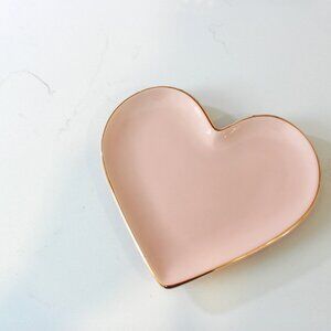 NWT Pink Heart Shaped Dish with Gold Trim